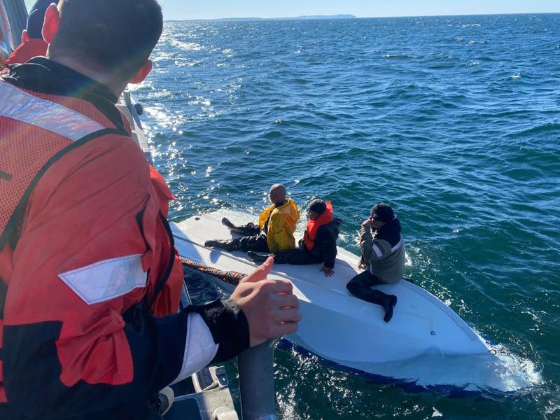 Three men were rescued after their boat took on water in Tomales Bay.