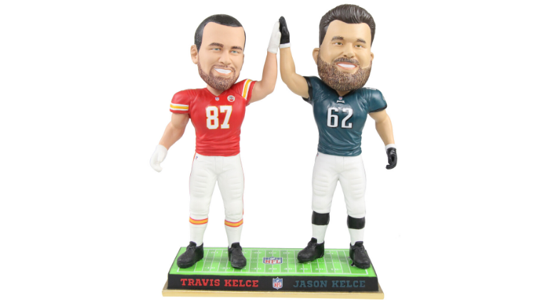The National Bobblehead Hall of Fame and Museum unveiled its newest figurine: Travis and Jason Kelce.