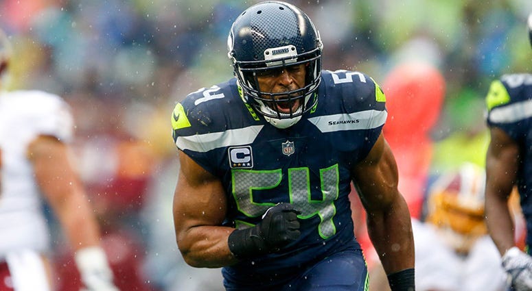 Aug 24, 2018; Minneapolis, MN, USA; Seattle Seahawks linebacker Bobby Wagner (54) celebrates in the second quarter against Minnesota Vikings at U.S. Bank Stadium. Mandatory Credit: Brad Rempel-USA TODAY Sports
