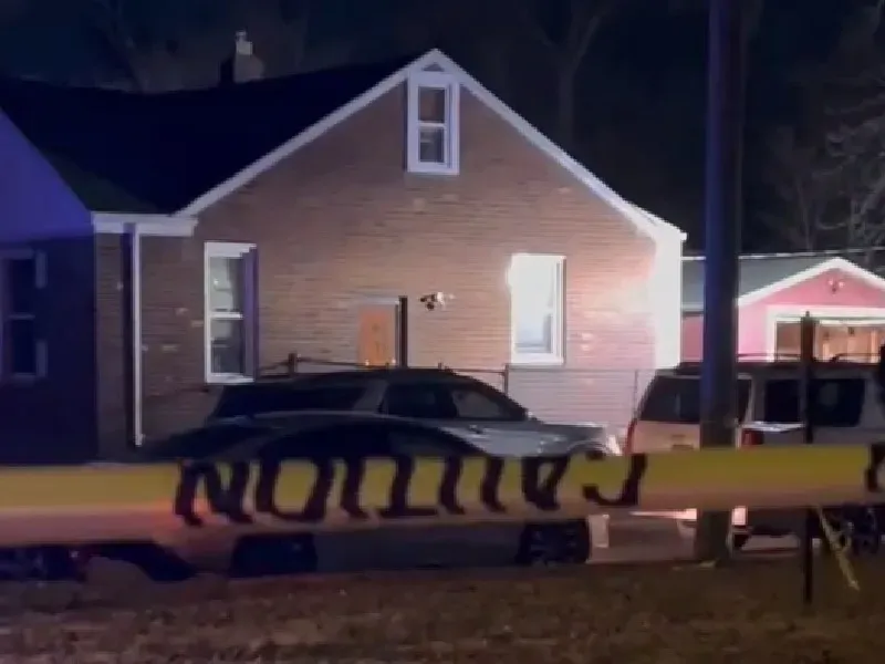 Crime scene tape near a Detroit home where a construction crew discovered human remains on Jan. 6. 2025. 