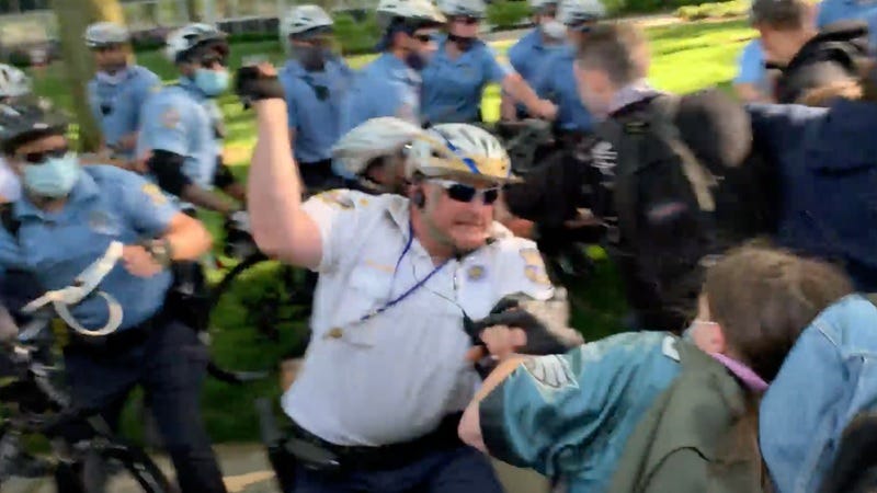 Video shows then-Philadelphia Police Staff Inspector Joseph Bologna hitting a protester with a metal baton during a demonstration on June 1, 2020, near the Parkway.