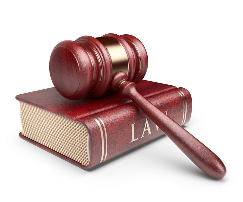 Wooden gavel with book. LAW concept