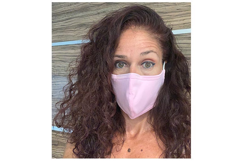 Julie wearing her Boomer Naturals Mask!