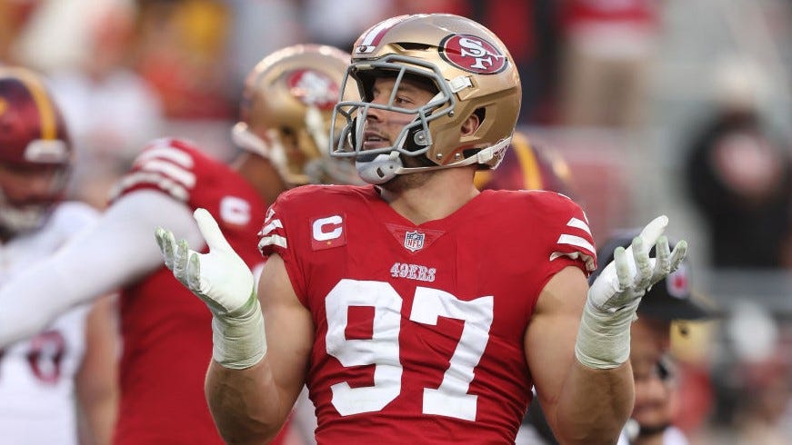 Nick Bosa adds to case for DPOY with dominant effort vs. Commanders