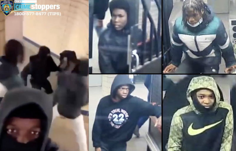 Police are searching for seven male suspects in the attack