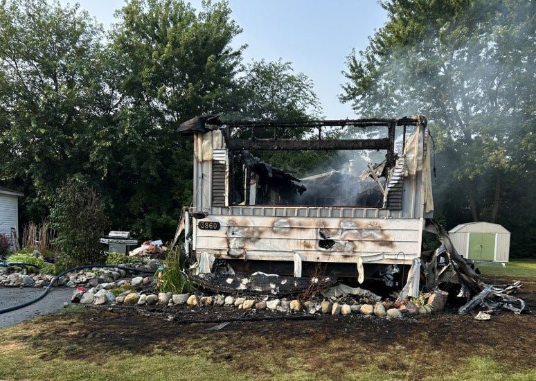 scene of fatal fire in Brandon Twp.