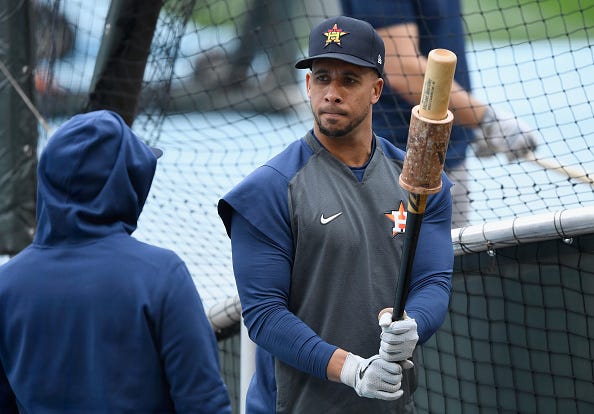 Michael Brantley prepares for Astros batting practice. 