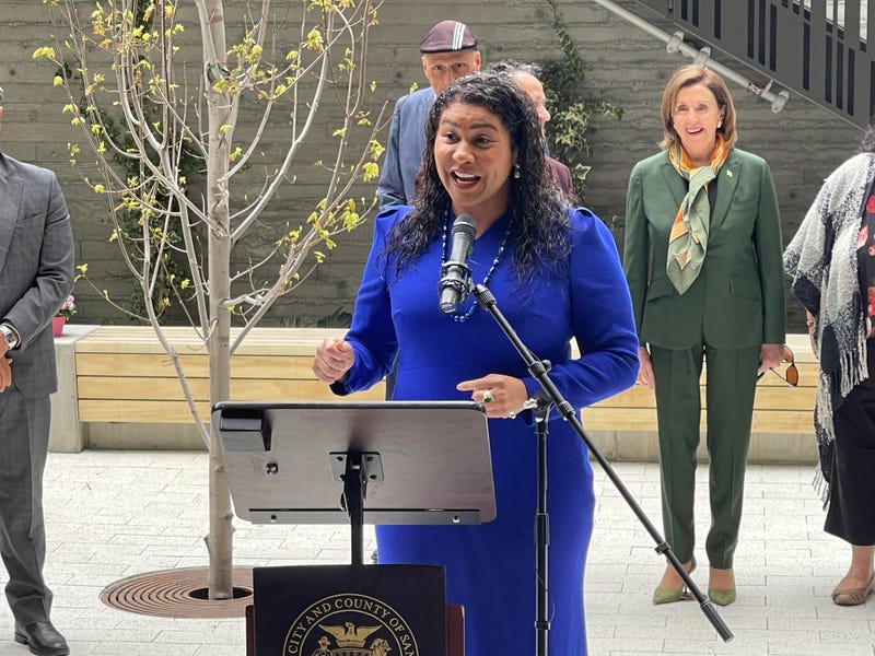 Mayor London Breed speaks at the ribbon cutting of the new affordable housing facility in the Mission District.