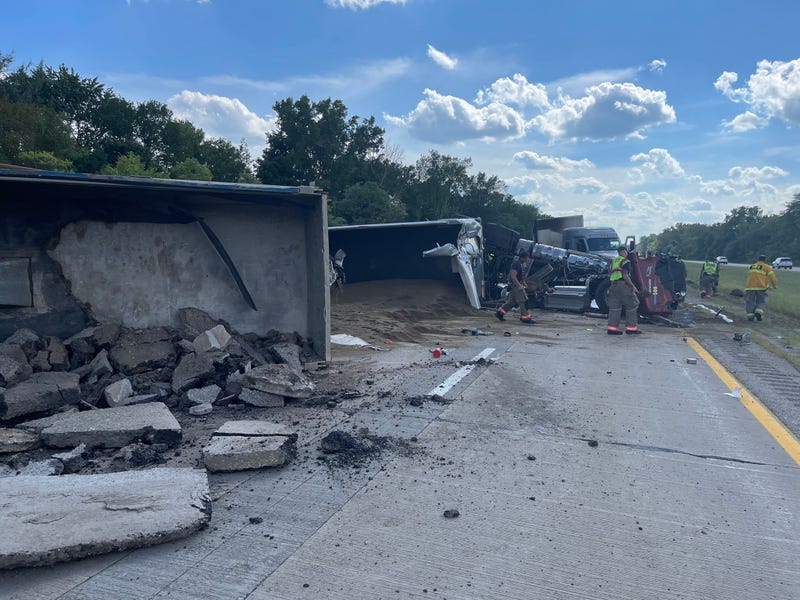 M-14 four semi crash