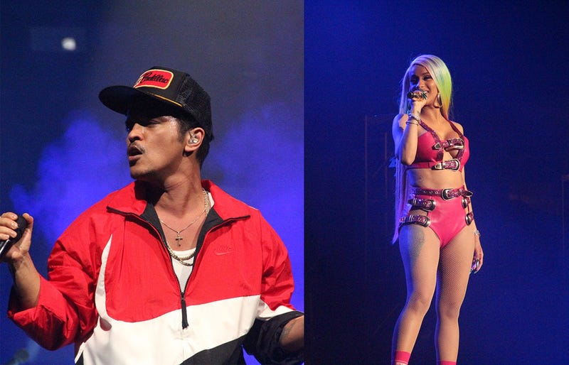 Bruno Mars and Cardi B perform at the Bud Light Super Bowl Music Fest in Atlanta on Saturday, February 2, 2019