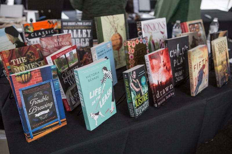 A selection of books on display.
