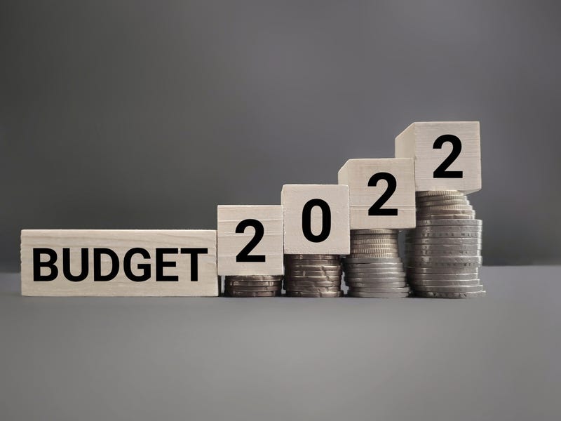 BUDGET 2022 text with vintage background