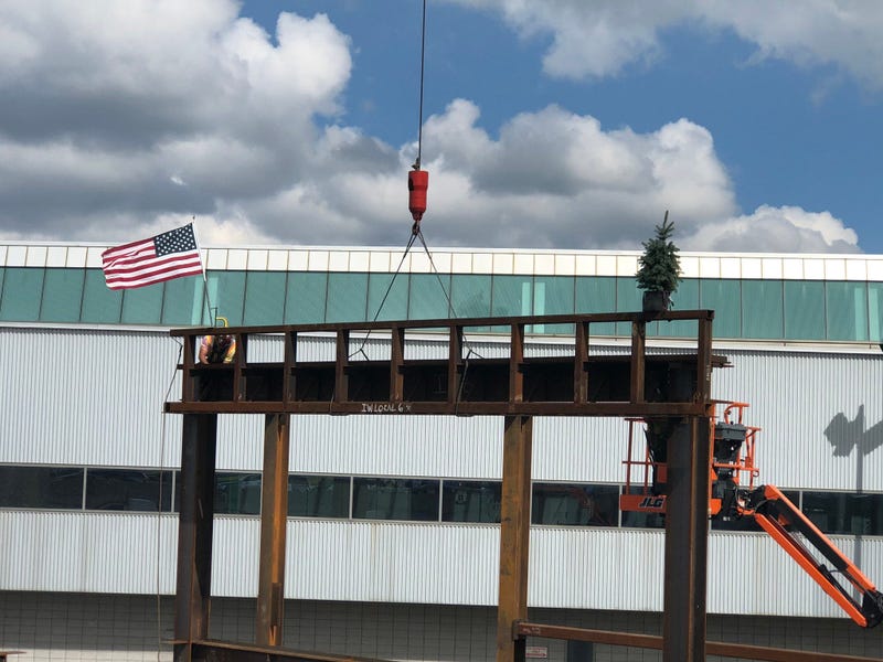 The Buffalo Airport has placed the final steel beam on the western end of its expansion project. July 1, 2020 (WBEN Photo/Mike Baggerman)