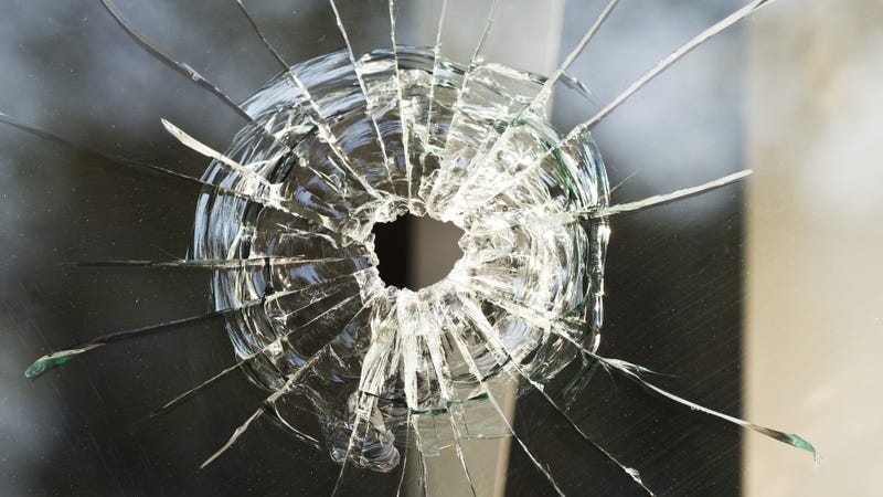A bullet hole in glass