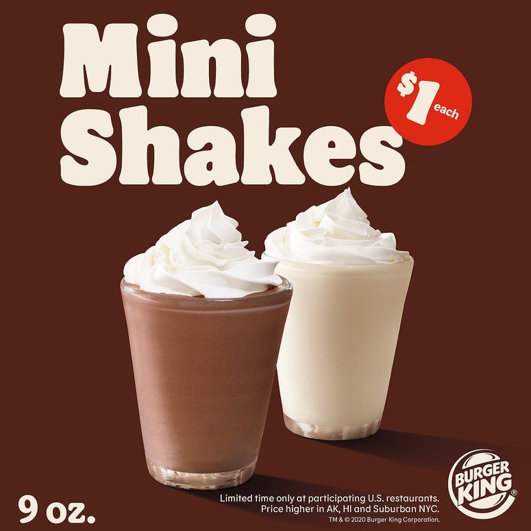 Burger King, Milkshake