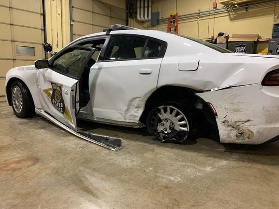 An Indiana State Trooper was struck while investigating a crash Sunday morning near Hammond, Indiana. He is the third ISP trooper struck over the past three weeks.