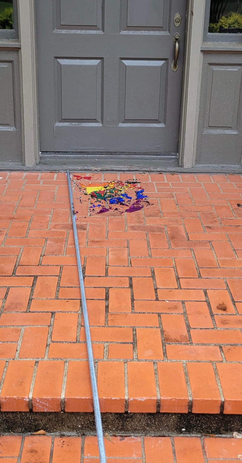 burnt flag at door