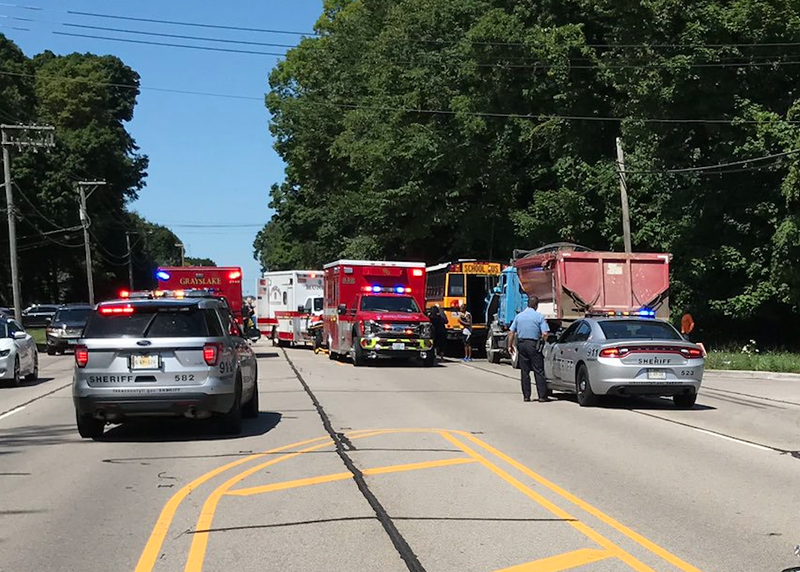 A crash involving two school buses happened near Route 137 and River Road in unincorporated Libertyville on Aug. 1, 2019.