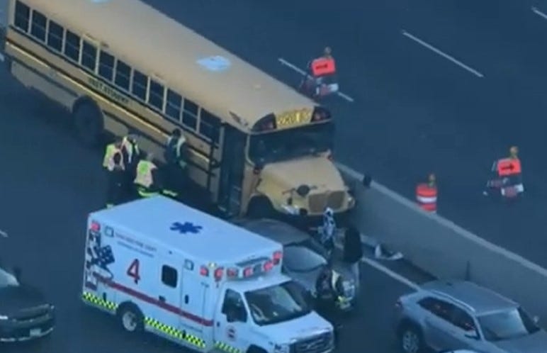 school bus crashed on DuSable Lake Shore Drive