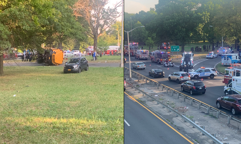 The bus crashed on the northbound Hutchinson River Parkway after the interchange to Bruckner Boulevard