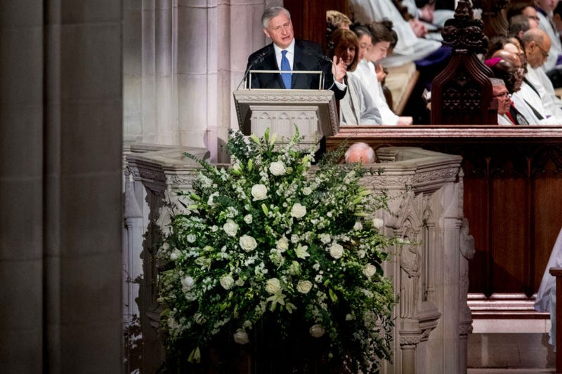 Presidential biographer Jon Meacham speaks during the State Funeral for former President George H.W. Bush at the National Cathedral, December 5, 2018 in Washington, DC.