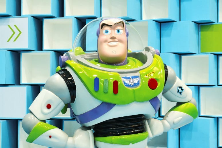 Buzz lightyear statue in a Pixar and Disney exhibition held in Hong Kong Heritage Museum -- Pixar 30 Years of Animation: Hong Kong Celebration of Friendship and Family