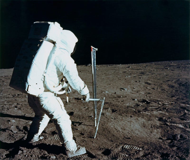  Edwin 'Buzz' Aldrin Jr deploys the Solar Wind Composition experiment.