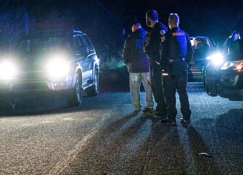 A car leaves the scene of a shooting at Byron Circle, Belton address outside the city in Anderson County Thursday night. According to spokesperson JT Foster of the Anderson County Sheriff's office, \
