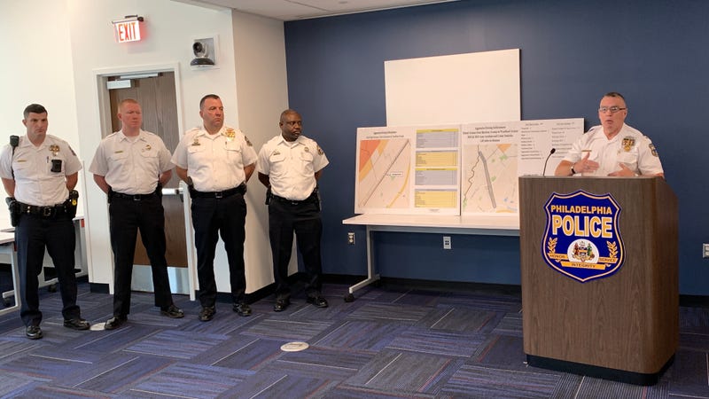 Deputy Police Commissioner Mike Cram outlines the enforcement efforts on Island and Aramingo avenues.