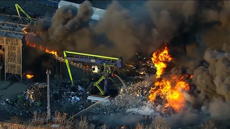 A fire swept through the EMR Metal Recycling facility in Camden, N.J., on Friday.