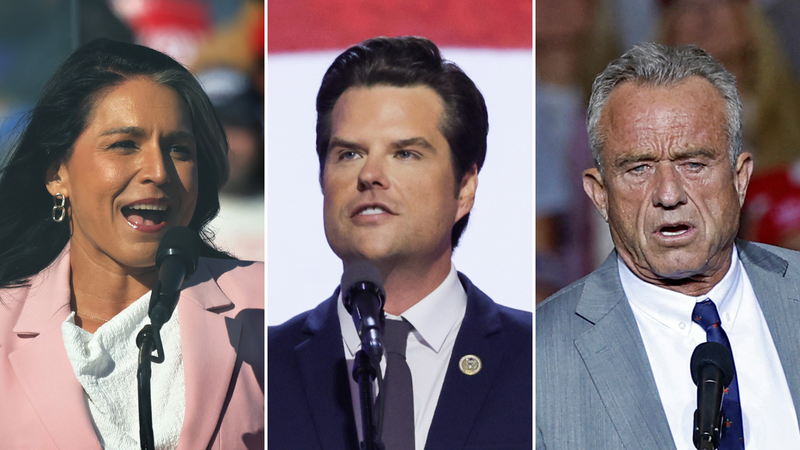 From left: Tulsi Gabbard, Matt Gaetz and Robert F. Kennedy Jr.