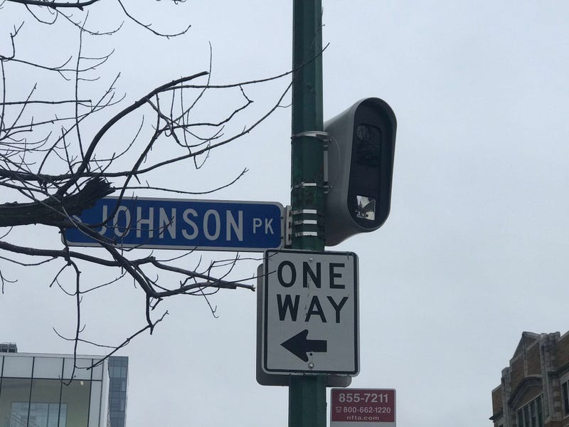 School speed zone camera outside Hutch Tech High School