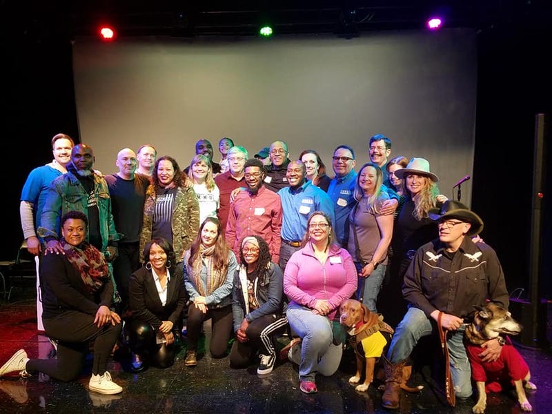 Participants in CAMMO songwriting workshop