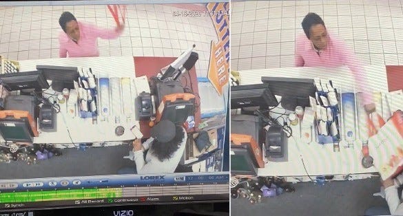woman hit clerk with cans