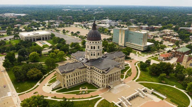 The Kansas state capitol building in Topeka