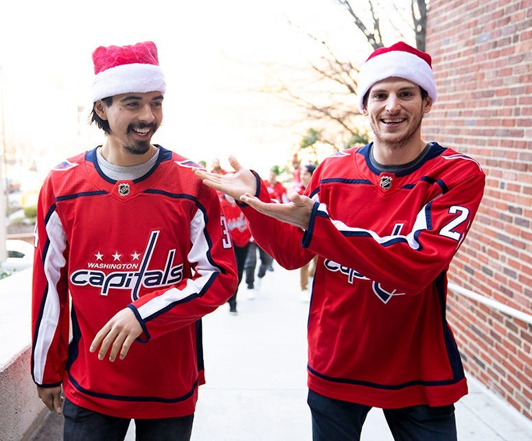 The Capitals prepare to visit children at MedStar Georgetown University Hospital.