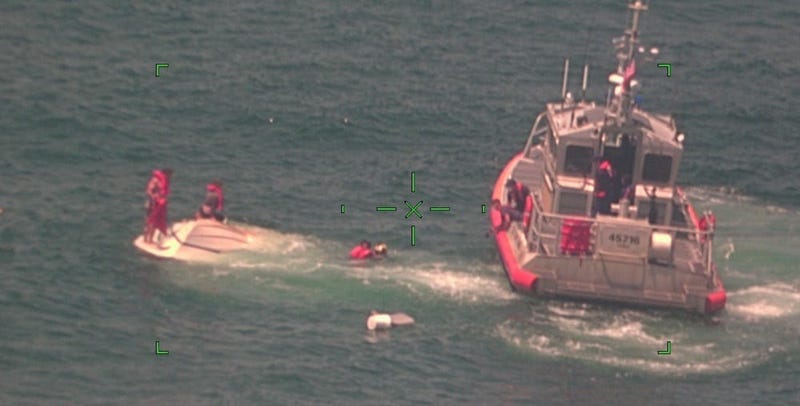 Sinking boat in deep water off Venice brings helicopter, response boat
