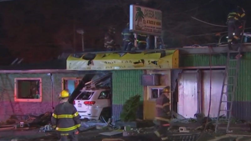 SUV slams into Southwest Philly restaurant, sparks fire