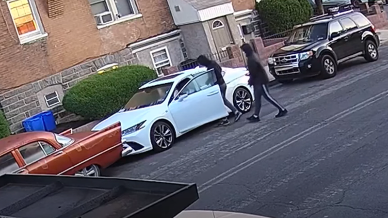 Police are searching for two men (pictured) for a carjacking in West Philadelphia on Aug. 7, 2022. Officials say carjackings in 2022 are on pace to surpass last year's total.
