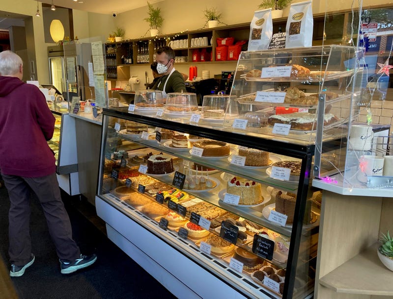 bakery case with pastries