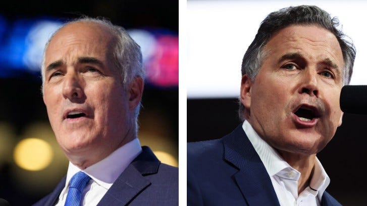 From left: Democratic U.S. Sen. Bob Casey and Republican challenger Dave McCormick