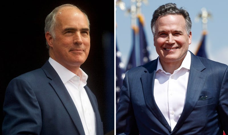 U.S. Sen. Bob Casey (left) and his Republican challenger David McCormick will meet Thursday night in their first debate.