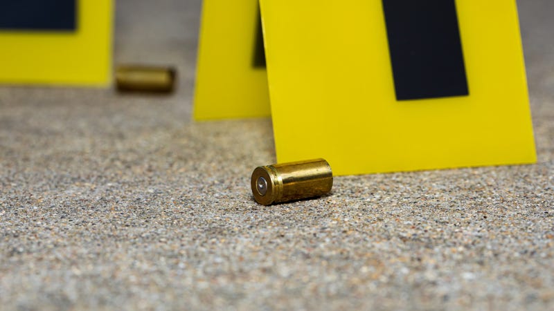 Gun shell casing at crime scene