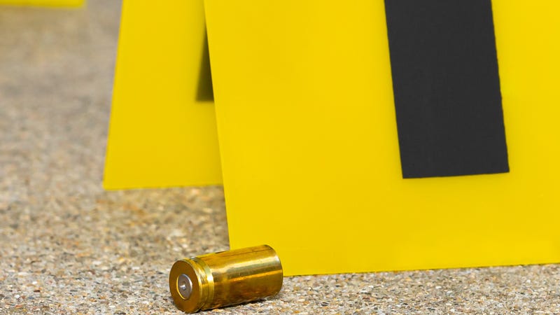 Gun shell casing at crime scene