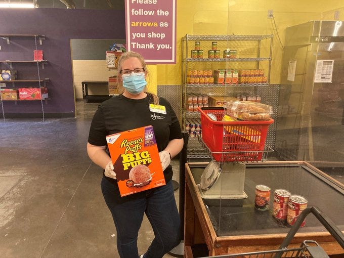 A volunteer works at Catholic Charities in Las Vegas
