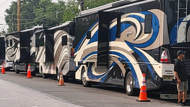 Pat DiCrecchio's street was lined with limos and actors' trailers as the production crew worked their magic inside the home.