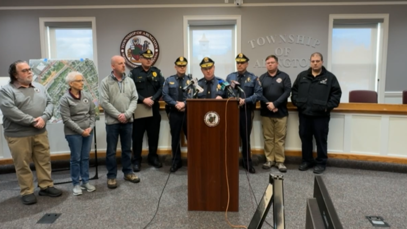 Abington police Chief Patrick Molloy briefed reporters on the latest developments following a devastating fire at SPS Technologies in Jenkintown.