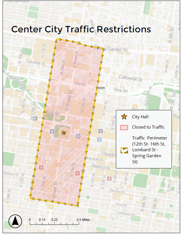 Center City traffic restrictions, Feb. 9, 2025