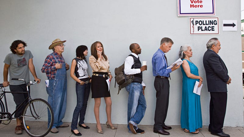 Voters wait in line