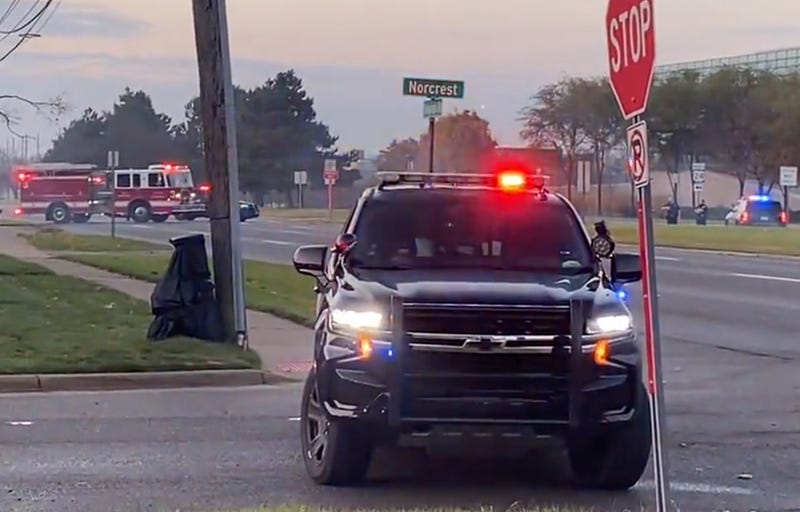 A traffic back-up on Telegraph Road in Oakland County on Tuesday morning is the cause of a traffic crash between an unclothed pedestrian and a truck.